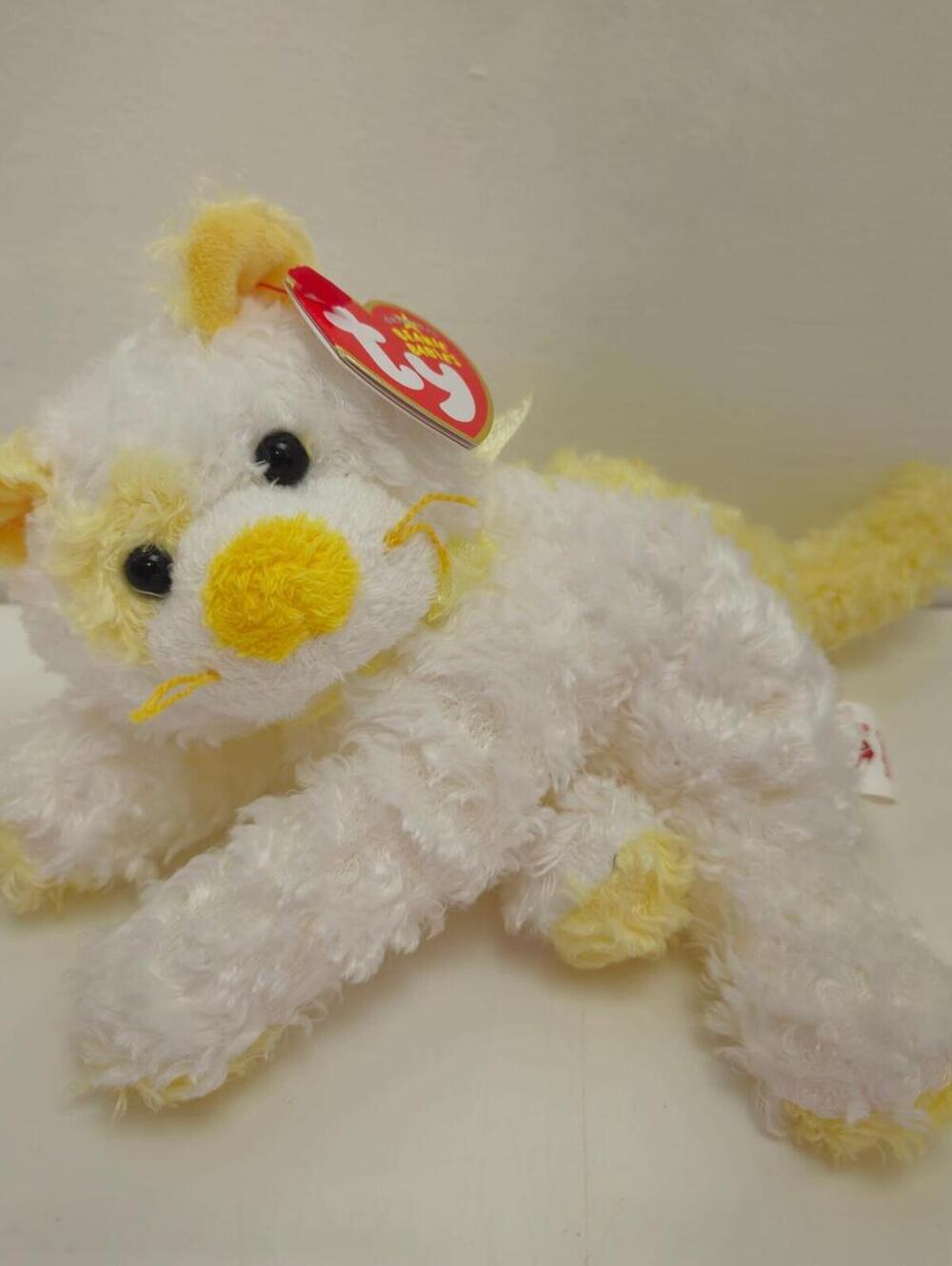 Ty Beanie Baby “Saffron” the white and yellow cat (8 inch)